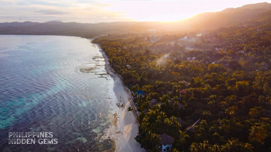 Aerial view of Candanay Sur Beach in Siquijor Island.