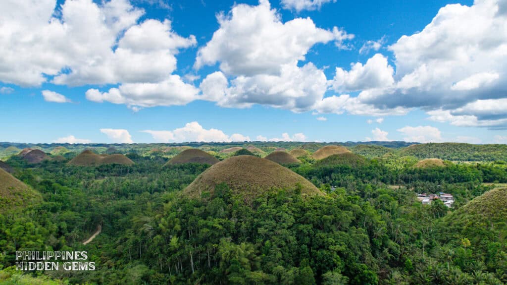 Chocolate Hills view on a cloudy but hot day.