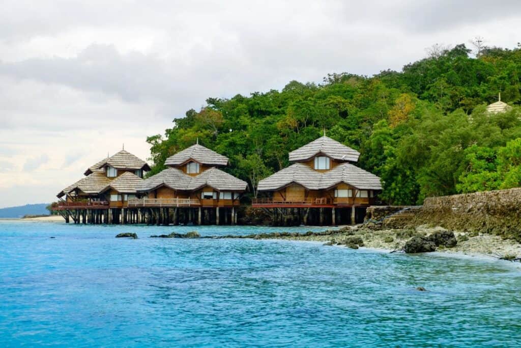 Palm-lined shores and clear waters of Samal Island, a tropical Mindanao hidden gem.