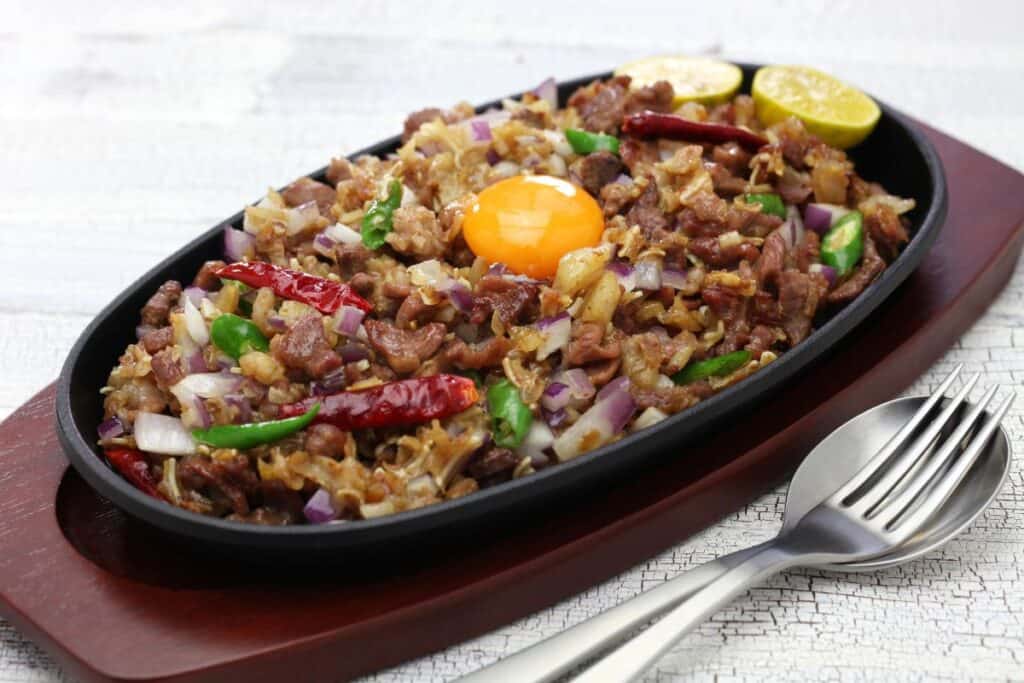 Plate of sizzling sisig, a famous local dish from Pampanga