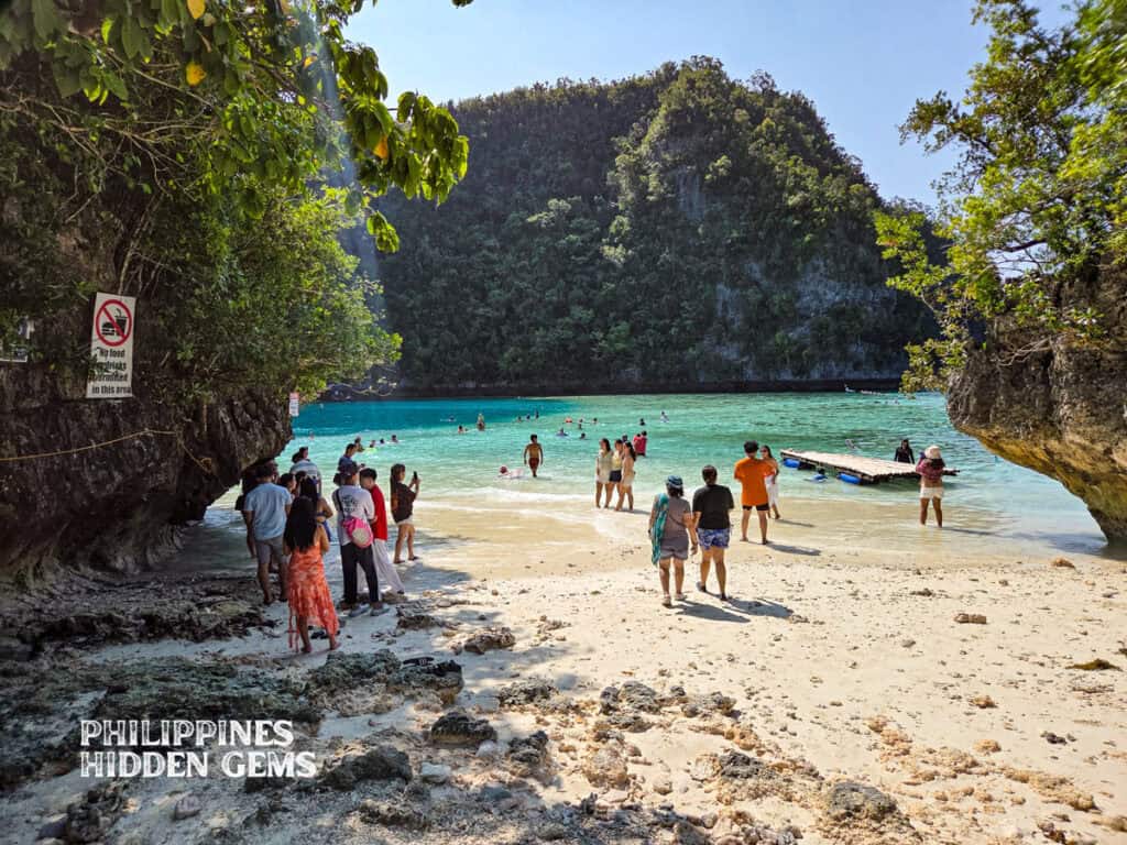 Tourist on a weekend afternoon at BLue Lagoon, Dinagat Island.