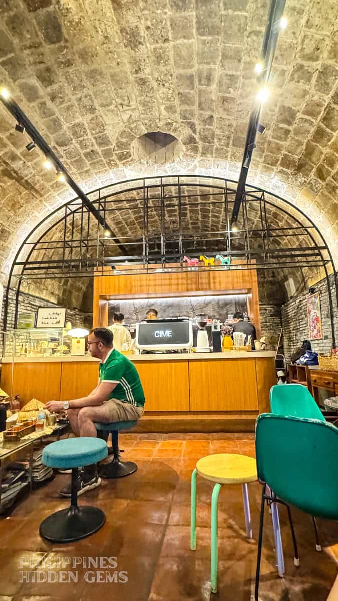 A cafe inside an old stone tunnel in Intramuros, Manila.
