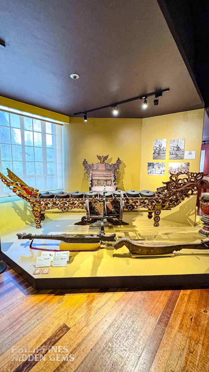 Kulintang musical instrument displayed inside the National Museum of Anthropology in Manila.
