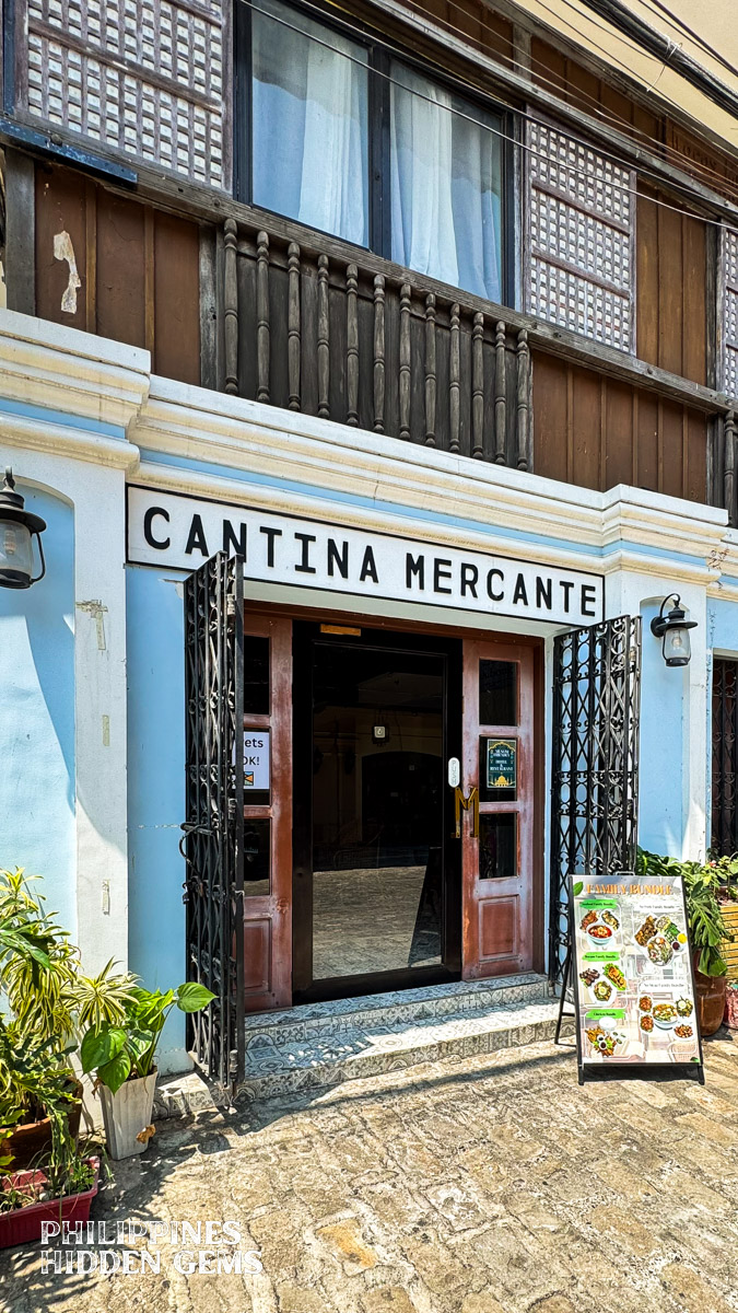 The storefront of a restaurant in Vigan with Filipino Spanish colonial era architecture.